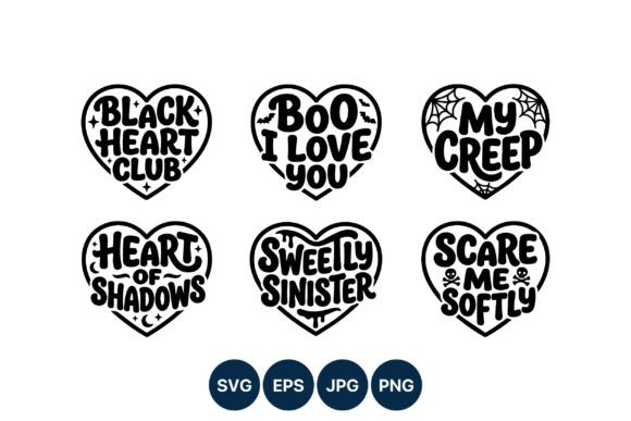 Black Heart Club Spooky Halloween Hearts: Graphics & Illustrations