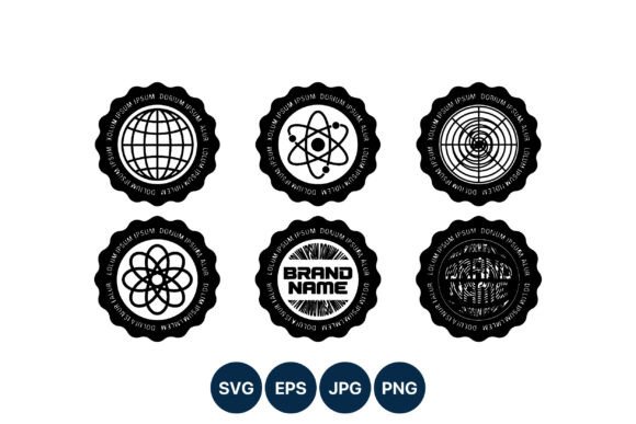 Black White Globe Atom Radar Labels Graphics
