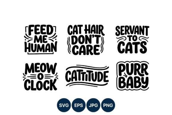 Cat Phrases Hand Lettering Vector