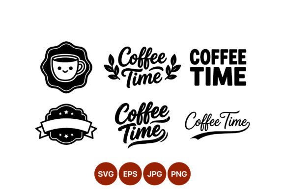 Coffee Time Lettering with Cup Badge