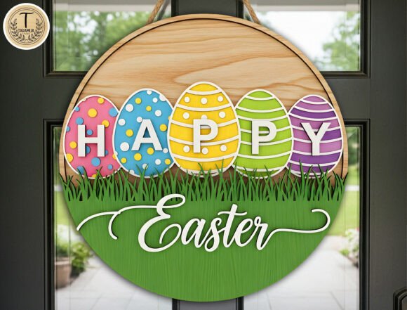 Easter Door Hanger Laser Cut File SVG: A Spring Amp Graphic Design Asset for Content Creators