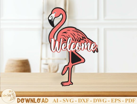 Flamingo Welcome Sign Laser Cut File SVG: A Vibrant Home Decor Addition