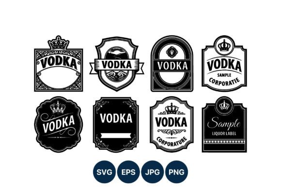 Vodka Label Vector Art Crown Design