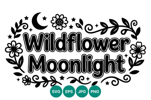 Wildflower Moonlight Black and White Graphics